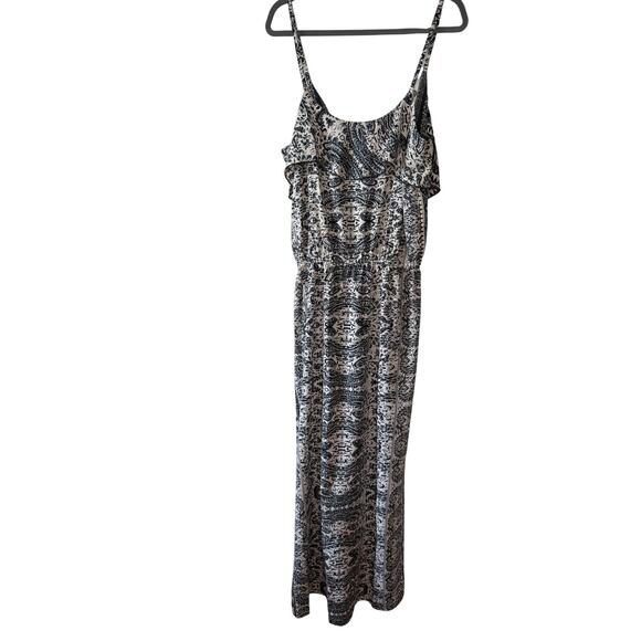 ELAN Sz L Maxi Dress Black and White Silky Smooth Adjustable Straps | EUC - Picture 1 of 9